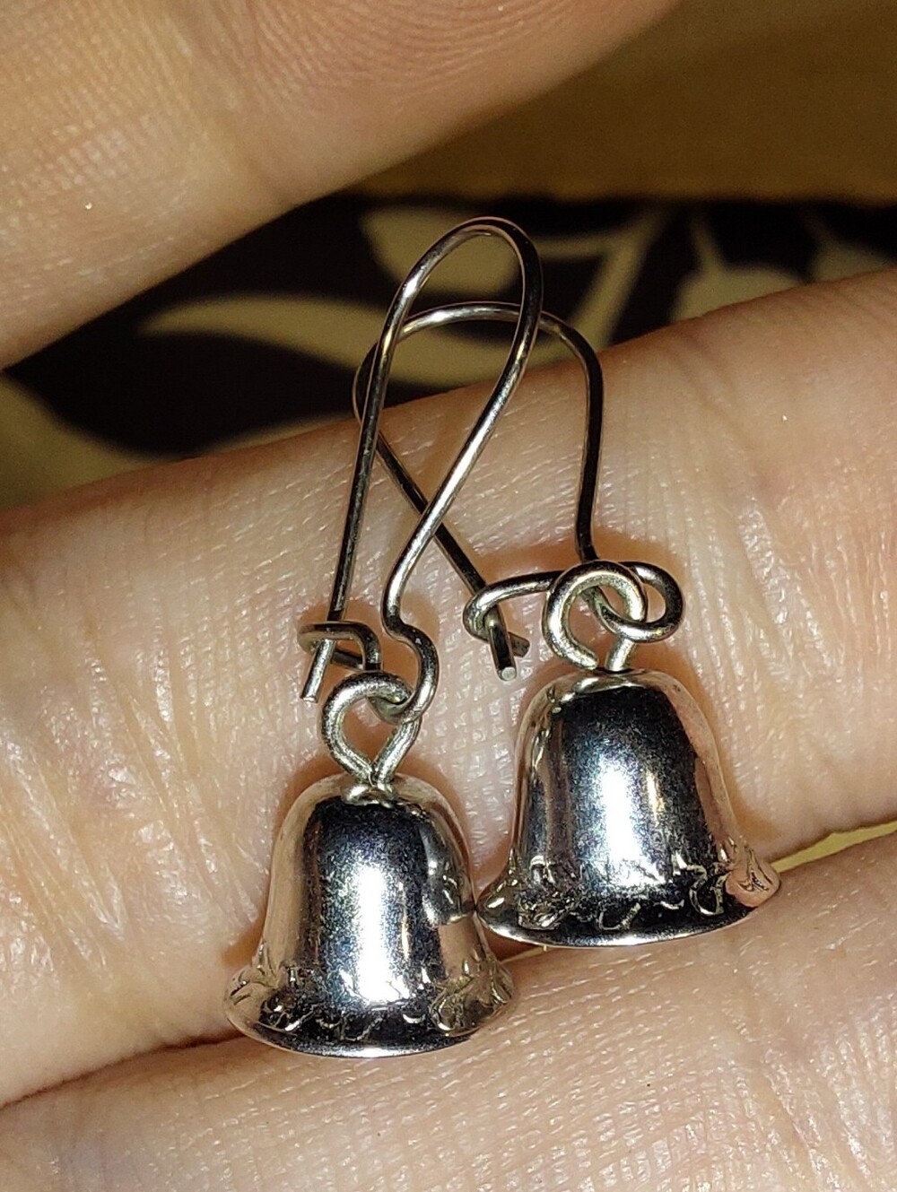 Silver Bell Drop Earrings - Shiny Silver